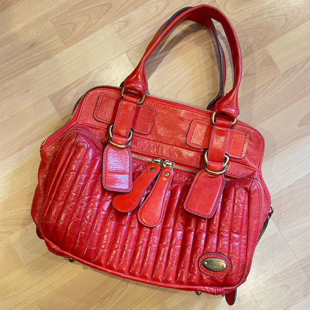 GUC Chloé Vintage Bay Handbag, Lambskin Tomato Red Leather, Circa 2006/7